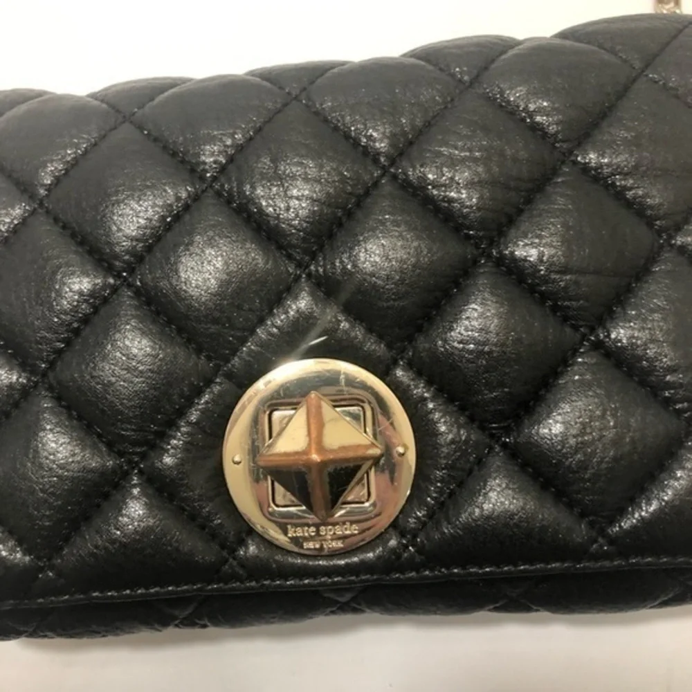 Kate spade black quilted flap bag